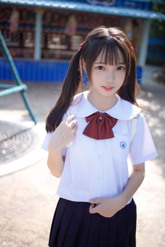 JK制服双马尾少女，青春感拉满。-桃雾阁